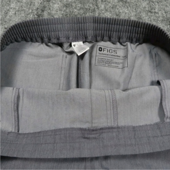 Figs scrubs Gray Pants with Teal Drawstring - Picture 3 of 5